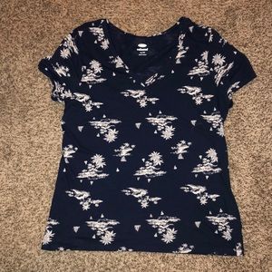 Blue V Neck Short Sleeve Tee